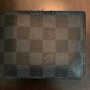 LV Checkered Black Wallet